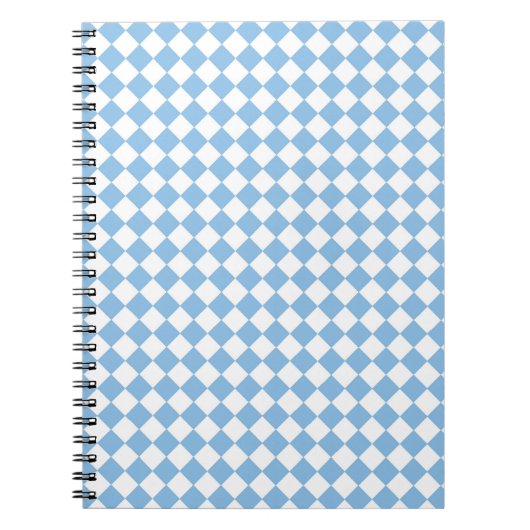 Blauw en Wit Checker Diamant Patroon Notitieboek (Voorkant)