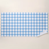 Blauw en Wit Checker Diamant Patroon Strandlaken (Voorkant)