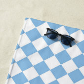 Blauw en Wit Checker Diamant Patroon Strandlaken (In situ)