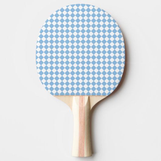 Blauw en Wit Checker Diamant Patroon Tafeltennisbatje (Voorkant)