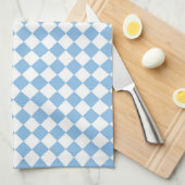Blauw en Wit Checker Diamant Patroon Theedoek (Quarter Fold)
