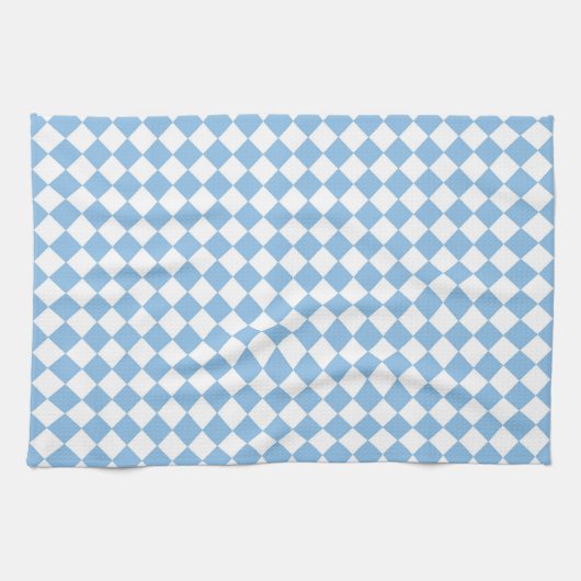 Blauw en Wit Checker Diamant Patroon Theedoek (Horizontaal)