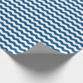 Blauw en wit Chevron Cadeaupapier (Hoek)