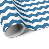 Blauw en wit Chevron Cadeaupapier (Rol Hoek)