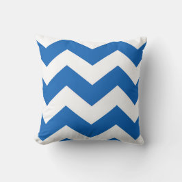 Blauw en Wit Chevron Patroon Kussen