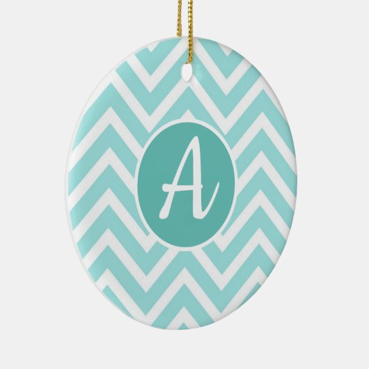 Blauw en wit chevron-patroon met ornament (Rechts)