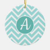 Blauw en wit chevron-patroon met ornament (Voorkant)