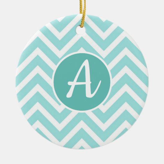 Blauw en wit chevron-patroon met ornament (Voorkant)