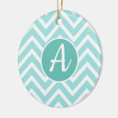 Blauw en wit chevron-patroon met ornament (Links)