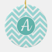 Blauw en wit chevron-patroon met ornament (Achterkant)