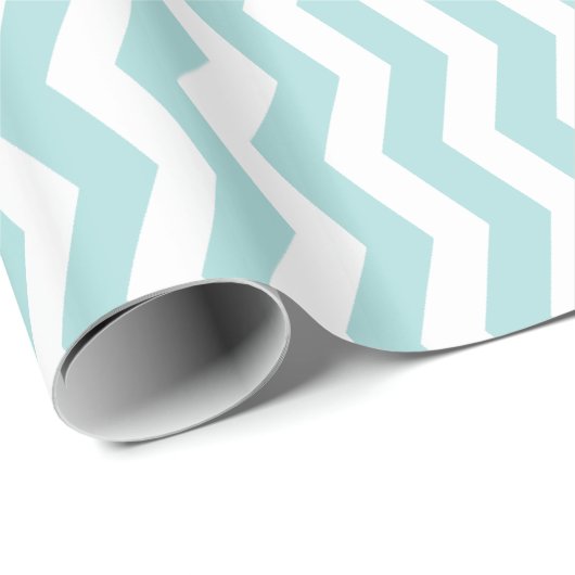 Blauw en wit Chevron Pattern Cadeaupapier (Rol Hoek)