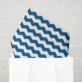 Blauw en wit Chevron Tissuepapier