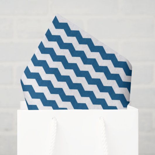 Blauw en wit Chevron Tissuepapier (Cadeauzakje)
