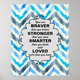 Blauw en wit chevron-woorden van aanmoediging poster