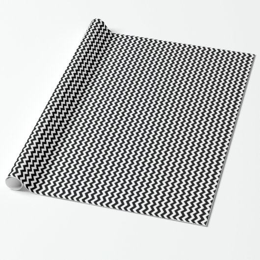 Blauw en wit Chevron Zig Zag Cadeaupapier (Uitgerold)
