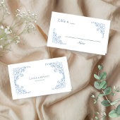 Blauw en wit Chic Blank Tafel Nummer Plaats Kaart Plaatskaartje