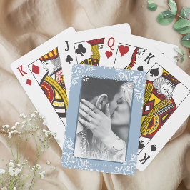 Blauw en Wit  Chic bruiloft foto Favors Pokerkaarten
