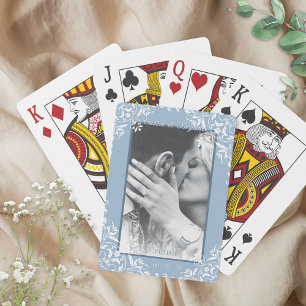 Blauw en Wit  Chic bruiloft foto Favors Pokerkaarten