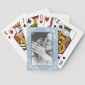 Blauw en Wit  Chic bruiloft foto Favors Pokerkaarten (Achterkant)
