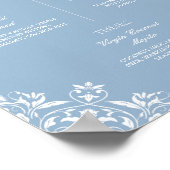 Blauw en wit Chic bruiloft Signature Drinken Poster (Hoek)