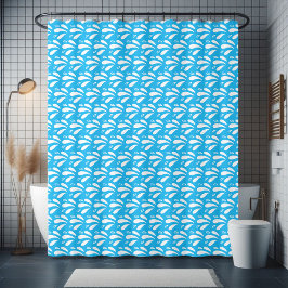 Blauw en Wit Chic Oceaan Spatpatroon Douchegordijn