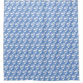 Blauw en wit chic oceaanspatpatroon douchegordijn (Voorkant)