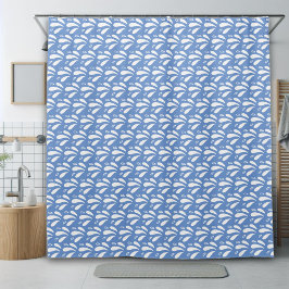 Blauw en wit chic oceaanspatpatroon douchegordijn