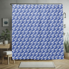 Blauw en wit chic oceaanspatpatroon douchegordijn