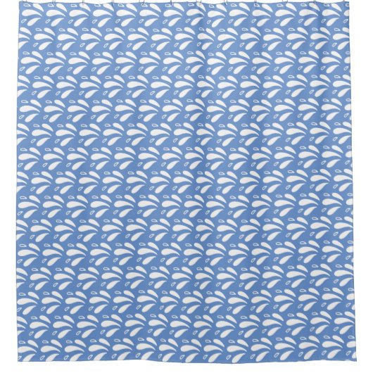 Blauw en Wit Chic Ocean Splash Pattern Douchegordijn (Voorkant)