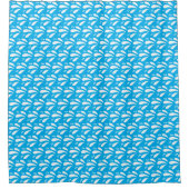Blauw en Wit Chic Ocean Splash Pattern Douchegordijn (Voorkant)