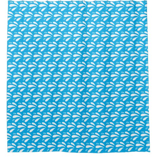 Blauw en Wit Chic Ocean Splash Pattern Douchegordijn (Voorkant)