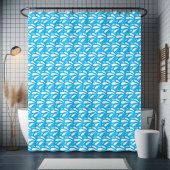 Blauw en Wit Chic Ocean Splash Pattern Douchegordijn