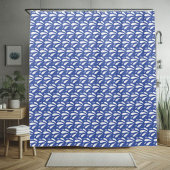 Blauw en Wit Chic Ocean Splash Pattern Douchegordijn