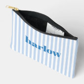 Blauw en Wit Chic Strepen Monogram Etui (Open)