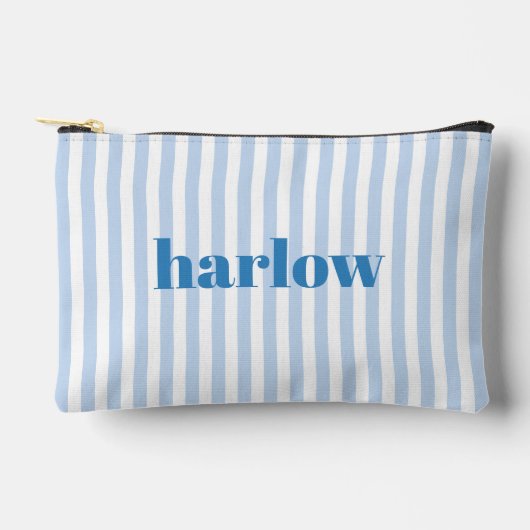 Blauw en Wit Chic Strepen Monogram Etui (Voorkant)