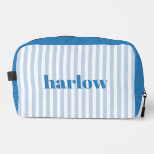 Blauw en Wit Chic Strepen Monogram Toilettasje