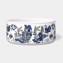 Blauw en wit China Blauw Wilg Dog Cat Bowl