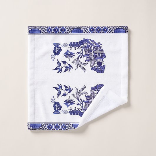 Blauw en wit China Blauw Willow Design Bad Handdoek (Wasdoekje)