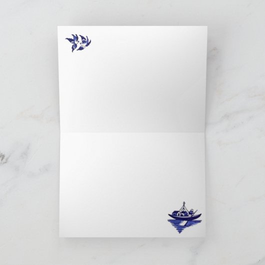 Blauw en wit China Blauw Willow Design Kaart (Binnen)