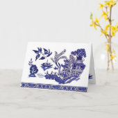 Blauw en wit China Blauw Willow Design Kaart (Gele Bloem)