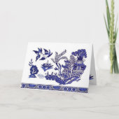 Blauw en wit China Blauw Willow Design Kaart (Voorkant)