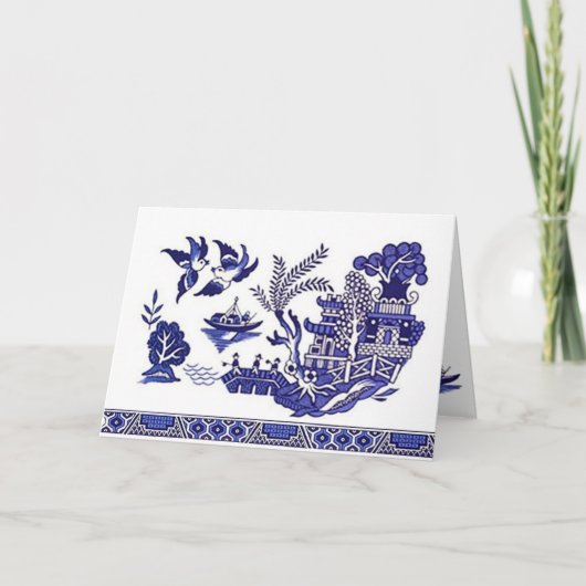 Blauw en wit China Blauw Willow Design Kaart (Voorkant)