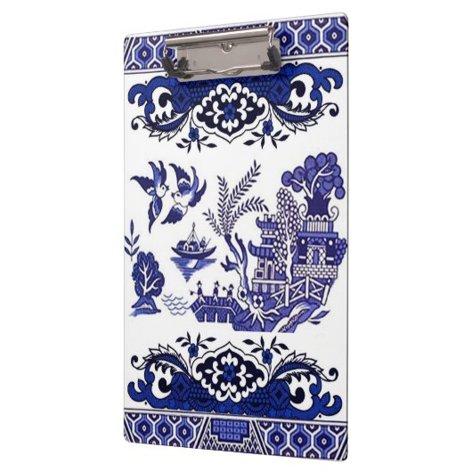 Blauw en wit China Blauw Willow Design Klembord (Links)