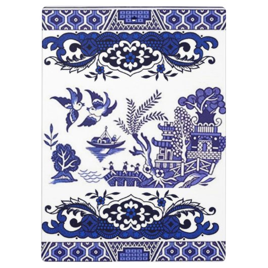 Blauw en wit China Blauw Willow Design Klembord (Achterkant)