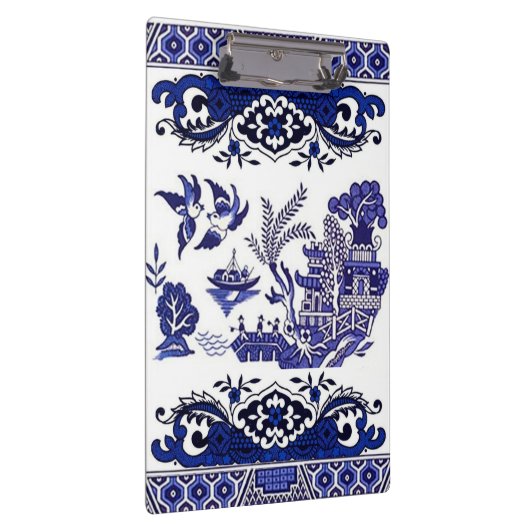 Blauw en wit China Blauw Willow Design Klembord (Rechts)