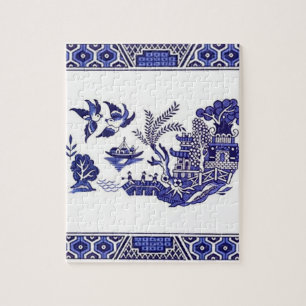 Blauw en wit China Blauw Willow Design Legpuzzel