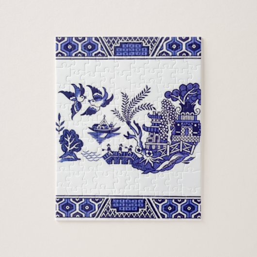 Blauw en wit China Blauw Willow Design Legpuzzel (Verticaal)