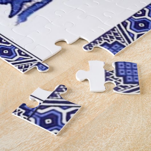 Blauw en wit China Blauw Willow Design Legpuzzel (Zijkant)