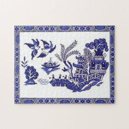 Blauw en wit China Blauw Willow Design Legpuzzel