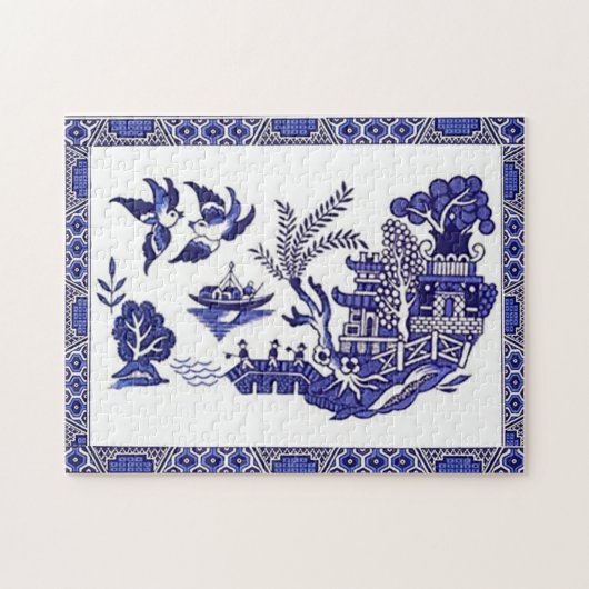 Blauw en wit China Blauw Willow Design Legpuzzel (Horizontaal)